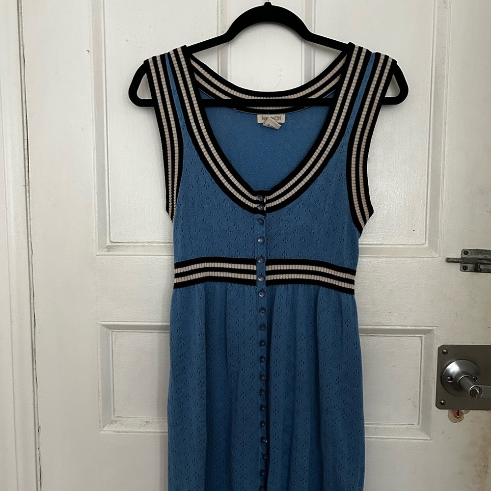 Kensie Girl Blue and Black Knit Sleeveless Mini Dress